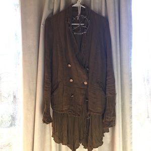 NWOT-Free People Ruffle Linen Blazer